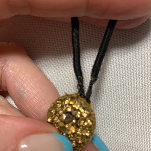 Vintage handmade Deepa Gurnani elastic headband. Gold crystals with cotton back - Picture 3 of 5